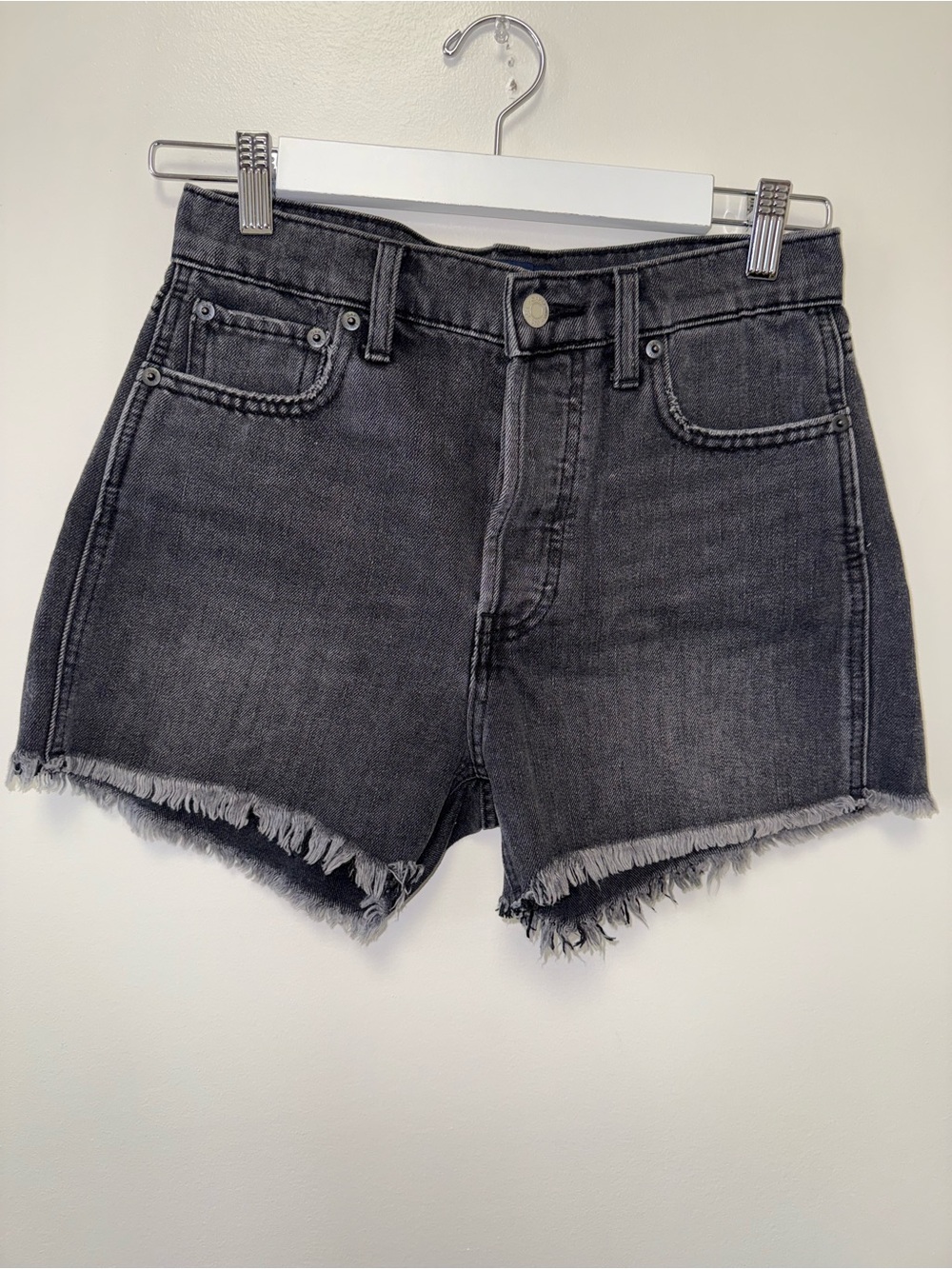 Gap (2) Black Denim High Rise Cheeky Short Jean Shorts